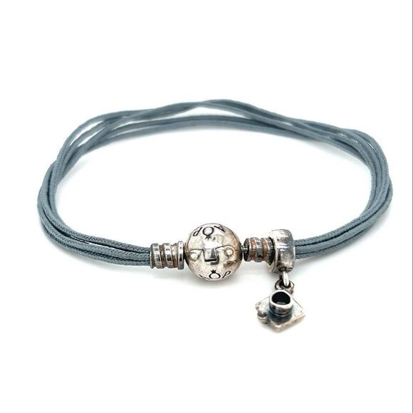 Pandora Leather Bracelet with Charm - Picture 1 of 4